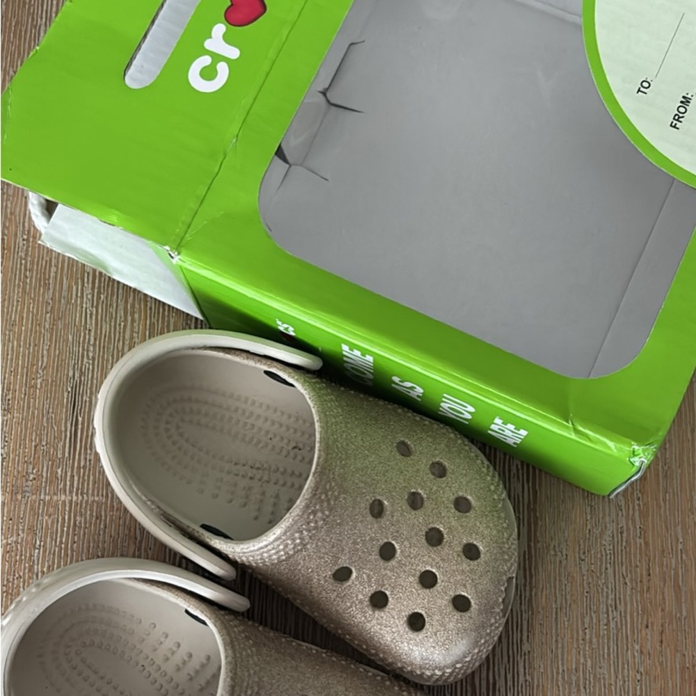 CROCS Gold Sandals with Ventilated Design